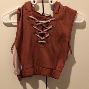 FashionNova Sleeveless Cropped Hoodie